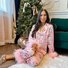 Deux Pièces Ensembles Femmes Décontracté Floral Printemps / Automne Naturel Micro-élasticité Ample Noël Droit Col de Chemise