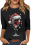 Blouses Décontracté Printemps / Automne Verre à Vin de Noël Quotidien Ample Manches Longues Régulier Régulier Élasticité moyenne pour Femmes
