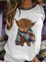Sweat-shirts Femmes Décontracté Imprimé d'Animal Printemps / Automne Polyester Ample Col Rond Jour de Thanksgiving Droit ré