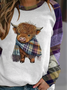 Sweat-shirts Femmes Décontracté Imprimé d'Animal Printemps / Automne Polyester Ample Col Rond Jour de Thanksgiving Droit ré