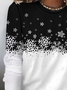 T-shirts Décontracté Printemps / Automne Flocon de Neige Micro-élasticité Ample Jersey Manches Longues Régulier Régulier pour Femmes