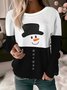 Sweat-shirts Décontracté Printemps / Automne Bonhomme de Neige de Noël Polyester Vacances Manches Longues Col Rond Régulier Régulier pour Femmes