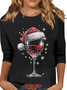 Blouses Décontracté Printemps / Automne Verre à Vin de Noël Quotidien Ample Manches Longues Régulier Régulier Élasticité moyenne pour Femmes