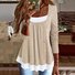 Chemisiers1 Décontracté Bloc de Couleur Printemps / Automne Ample Dentelle Manches Longues Régulier Droit Régulier pour Femmes