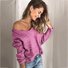 Pulls Rayé Décontracté Printemps / Automne Col V Quotidien Ample Manches Longues Droit Régulier pour Femmes