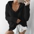 Sweat-shirts Décontracté Plain Printemps / Automne Polyester Sweat-shirt à Capuche Micro-élasticité Régulier Droit Régulier pour Femmes