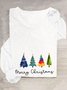 Chemisiers1 Décontracté Printemps / Automne Sapin de Noël Meilleure vente Manches Longues Col Rond en Mélangé de Coton Régulier Élasticité moyenne pour Femmes