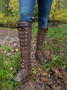Bottes d'Extérieur Femmes Ethnique Plain Automne Zip Imperméable Vacances Bottes de Combat Cuir Talon de Bloc