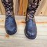 Bottes d'Extérieur Femmes Ethnique Plain Automne Zip Imperméable Vacances Bottes de Combat Cuir Talon de Bloc
