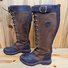 Bottes d'Extérieur Femmes Ethnique Plain Automne Zip Imperméable Vacances Bottes de Combat Cuir Talon de Bloc