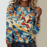 T-shirts Femmes Décontracté Printemps / Automne Père Noël Micro-élasticité Ample Jersey Manches Longues Droit Régulier