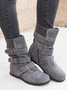 Rembourré de Coton Bottes Rétro Plain Hiver Polyester Zip Faire la navette à Talon Plat Bout Rond Caoutchouc pour Femmes