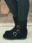 Rembourré de Coton Bottes Rétro Plain Hiver Polyester Zip Faire la navette à Talon Plat Bout Rond Caoutchouc pour Femmes