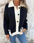 Col Châle Manches Longues Régulier Plain Blouson pour Femmes