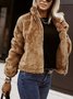 Col Montant Manches Longues Épaissi Plain Blouson pour Femmes