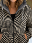 Sweat-shirt à Capuche Manches Longues Épaissi Géométrique Blouson pour Femmes