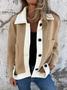 Col Châle Manches Longues Régulier Plain Blouson pour Femmes