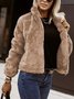 Col Montant Manches Longues Épaissi Plain Blouson pour Femmes