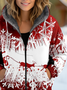 Sweat-shirt à Capuche Manches Longues Épaissi Noël Blouson pour Femmes