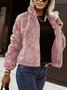 Col Montant Manches Longues Épaissi Plain Blouson pour Femmes