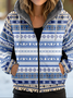 Sweat-shirt à Capuche Manches Longues Épaissi Ethnique Blouson pour Femmes