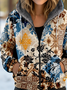 Sweat-shirt à Capuche Manches Longues Épaissi Ethnique Blouson pour Femmes