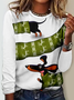 T-shirts Femmes Décontracté Chien Printemps / Automne Micro-élasticité Ample Jersey Manches Longues Col Rond Régulier