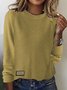 Pulls Décontracté Plain Printemps / Automne Micro-élasticité Quotidien Manches Longues Col Rond Régulier Droit pour Femmes