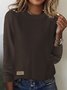 Pulls Décontracté Plain Printemps / Automne Micro-élasticité Quotidien Manches Longues Col Rond Régulier Droit pour Femmes