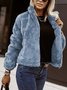 Col Montant Manches Longues Épaissi Plain Blouson pour Femmes