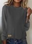 Pulls Décontracté Plain Printemps / Automne Micro-élasticité Quotidien Manches Longues Col Rond Régulier Droit pour Femmes