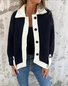 Col Châle Manches Longues Régulier Plain Blouson pour Femmes