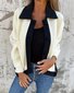 Col Châle Manches Longues Régulier Plain Blouson pour Femmes