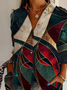 Chemises Géométrique Décontracté Printemps / Automne Polyester Aucune élasticité Manches Longues Régulier Droit Col de Chemise pour Femmes