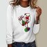 T-shirts Décontracté Printemps / Automne Verre à Vin de Noël Micro-élasticité Quotidien Ample Jersey Noël Col Rond pour Femmes
