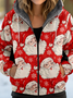 Sweat-shirt à Capuche Manches Longues Épaissi Noël Blouson pour Femmes