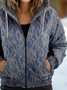 Sweat-shirt à Capuche Manches Longues Épaissi Floral Blouson pour Femmes