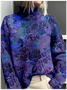 Sweat-shirts Femmes Rétro Printemps / Automne impression en 3D Polyester Poids lourd Manches Longues Régulier Droit Faux Col
