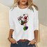 T-shirts Décontracté Printemps / Automne Verre à Vin de Noël Micro-élasticité Quotidien Ample Jersey Noël Col Rond pour Femmes