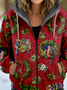 Sweat-shirt à Capuche Manches Longues Épaissi Noël Blouson pour Femmes