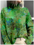 Sweat-shirts Femmes Rétro Printemps / Automne impression en 3D Polyester Poids lourd Manches Longues Régulier Droit Faux Col