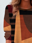 T-shirts Décontracté Printemps / Automne Bloc de Couleur Quotidien Jersey Manches Longues Droit Régulier Élasticité moyenne pour Femmes