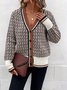Pulls Décontracté Pied-de-poule Printemps / Automne Quotidien Ample Manches Longues Régulier Droit Régulier pour Femmes