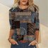 T-shirts Femmes Décontracté Ethnique Printemps / Automne Quotidien Ample Jersey Manches Longues Col Rond Régulier