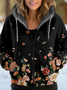 Sweat-shirt à Capuche Manches Longues Épaissi Géométrique Blouson pour Femmes