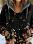 Sweat-shirt à Capuche Manches Longues Épaissi Géométrique Blouson pour Femmes