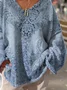 Pulls Géométrique Décontracté Printemps / Automne Col V Micro-élasticité Quotidien Manches Longues Fil/fil de laine Régulier pour Femmes
