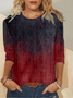 T-shirts Décontracté Ethnique Printemps / Automne Micro-élasticité Quotidien Ample Jersey Noël Manches Longues pour Femmes