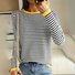 T-shirts Femmes Rayé Décontracté Printemps / Automne Micro-élasticité Quotidien Ample Jersey Manches Longues Droit