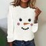 T-shirts Femmes Géométrique Décontracté Printemps / Automne Ample Manches Longues Col Rond Régulier Droit Régulier